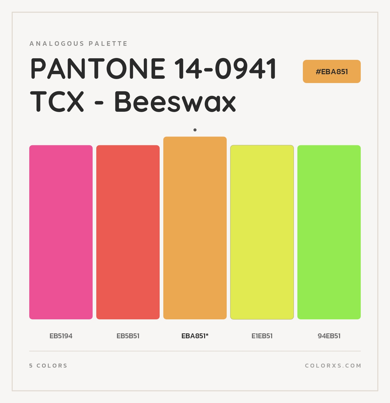 PANTONE 14-0941 TCX - Beeswax - Analogous Color Palette