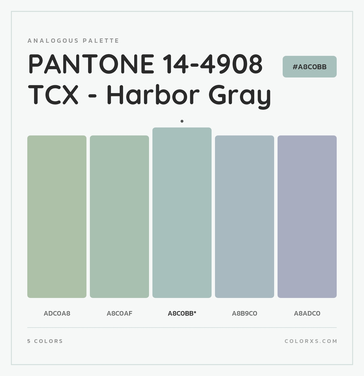 PANTONE 14-4908 TCX - Harbor Gray - Analogous Color Palette