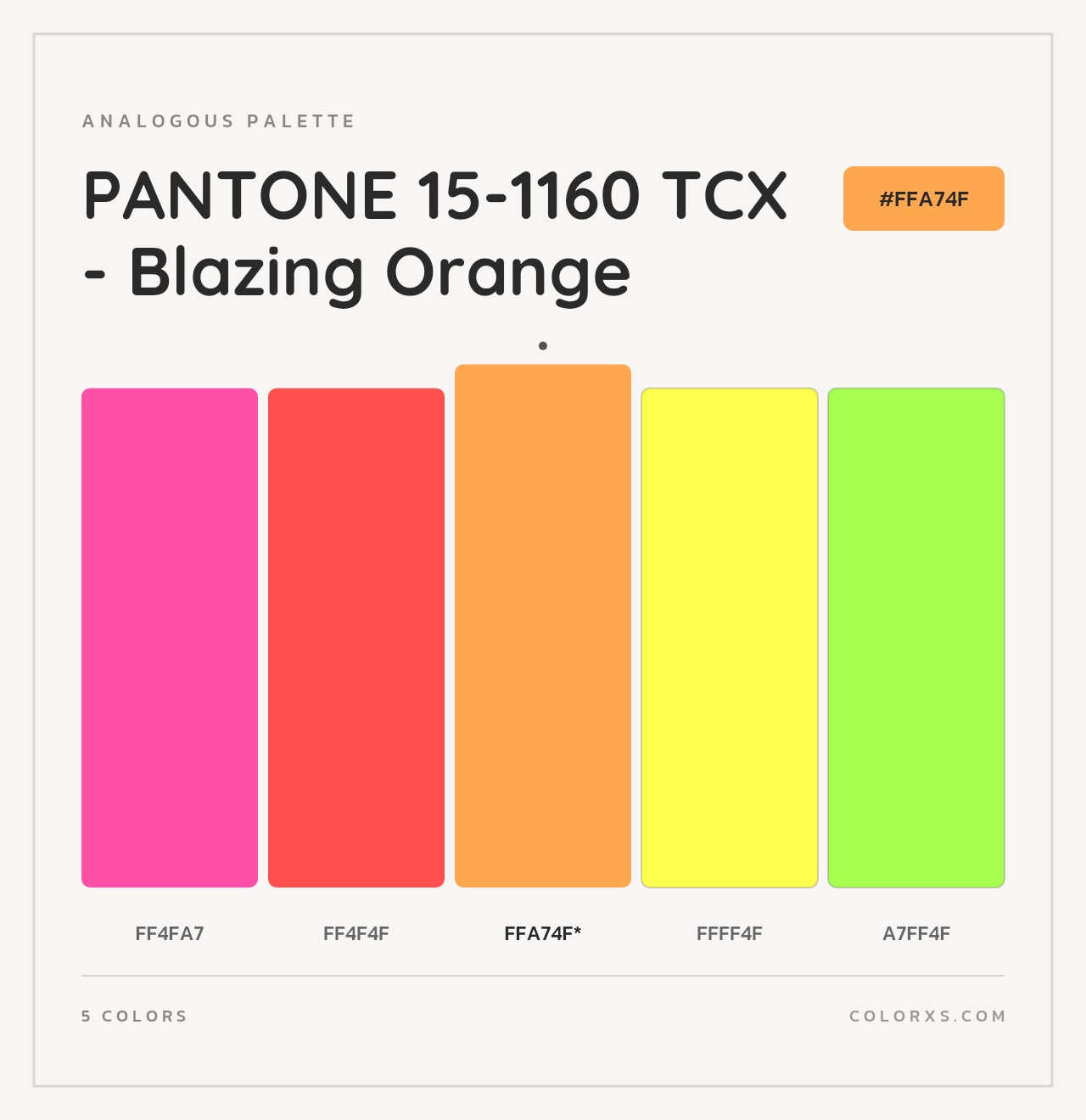 PANTONE 15-1160 TCX - Blazing Orange - Analogous Color Palette