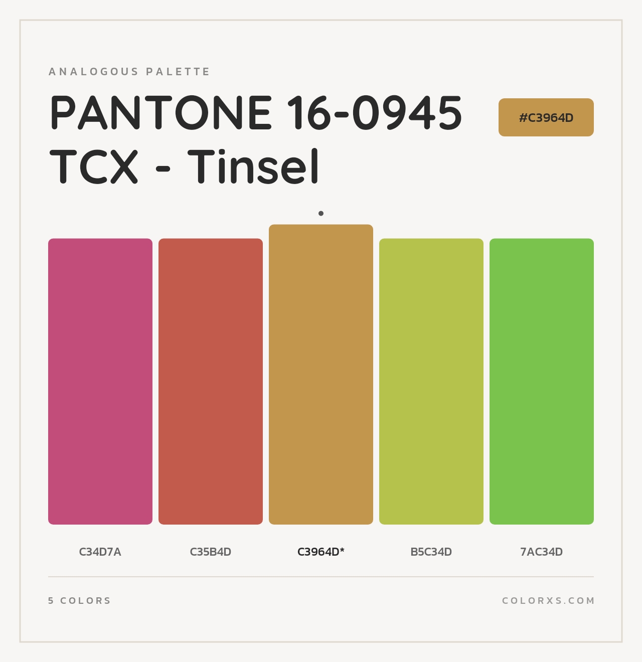 PANTONE 16-0945 TCX - Tinsel - Analogous Color Palette