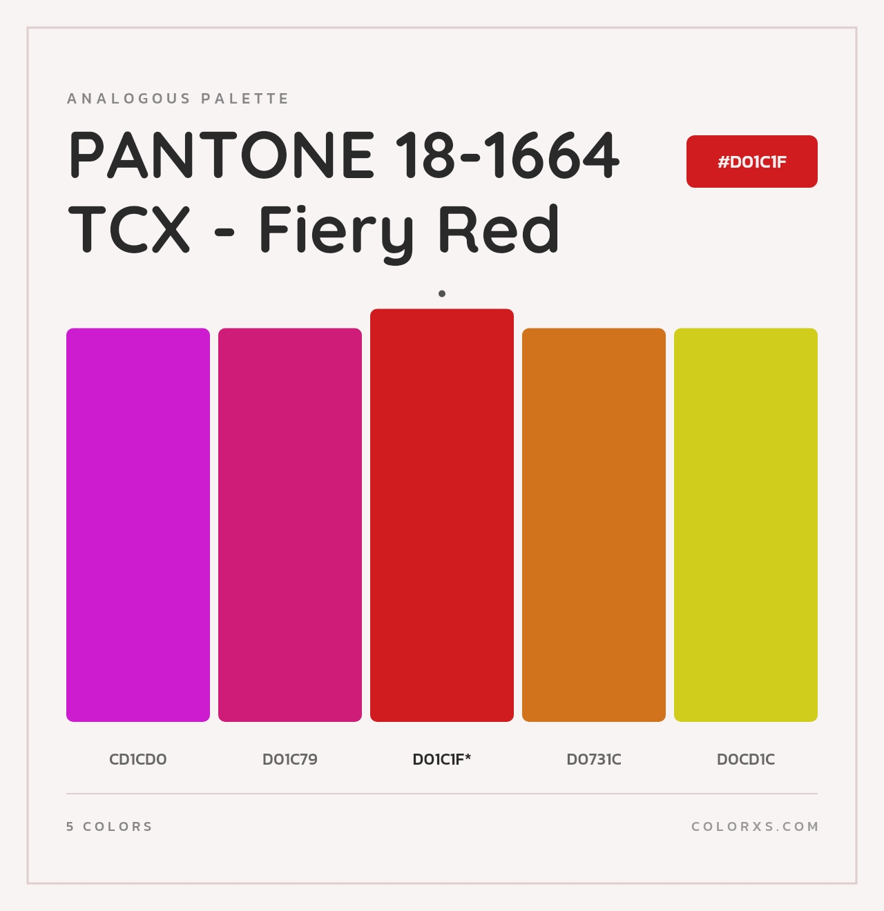 PANTONE 18-1664 TCX - Fiery Red - Analogous Color Palette