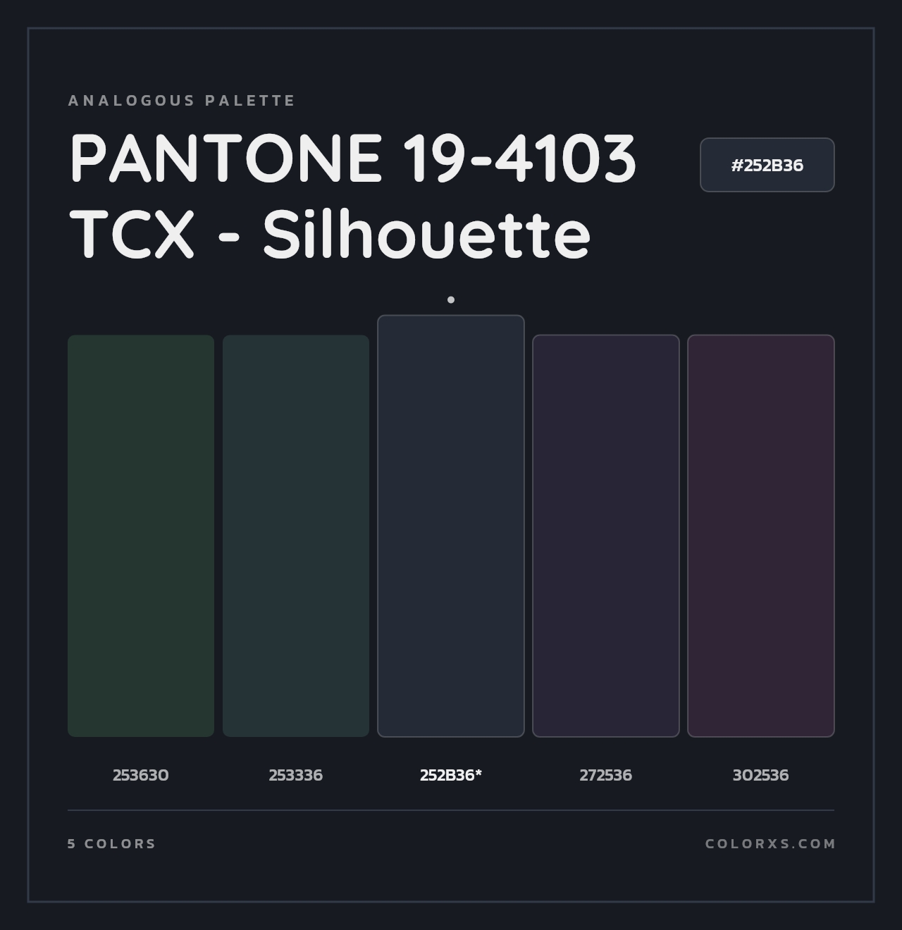 PANTONE 19-4103 TCX - Silhouette - Analogous Color Palette