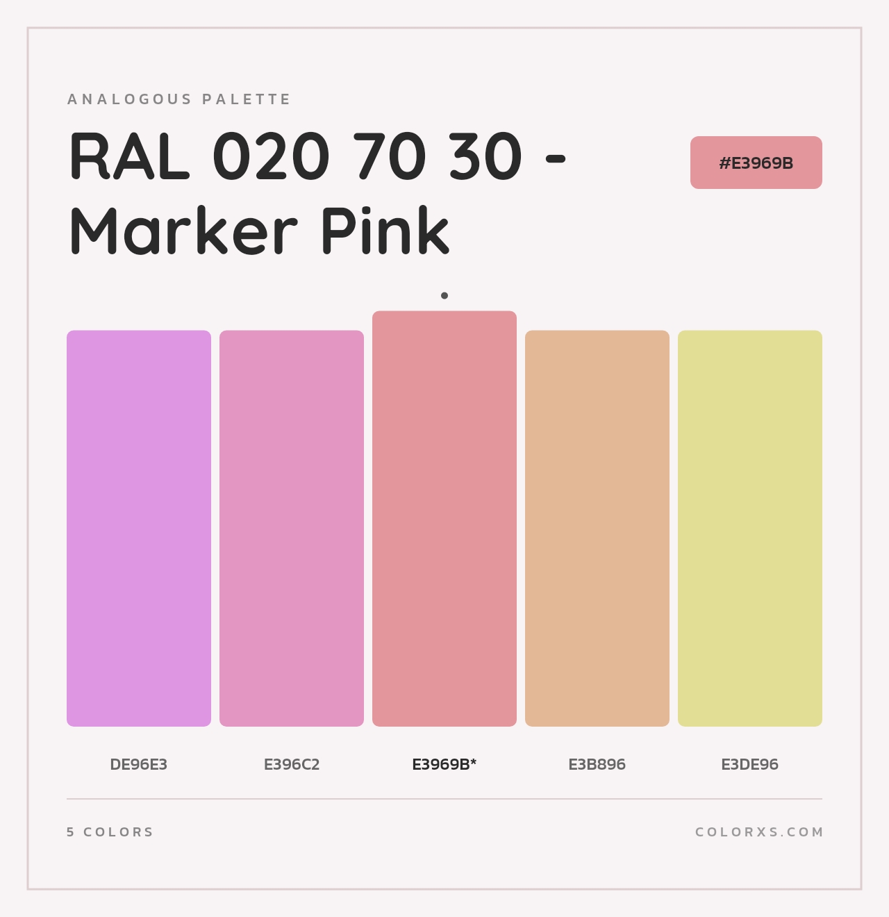 RAL 020 70 30 - Marker Pink - Analogous Color Palette