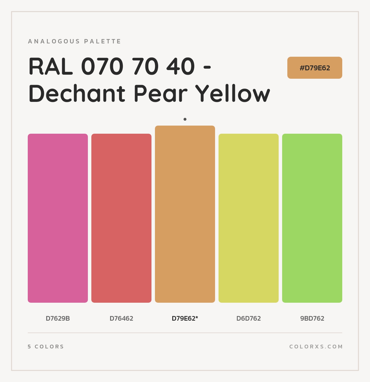 RAL 070 70 40 - Dechant Pear Yellow - Analogous Color Palette
