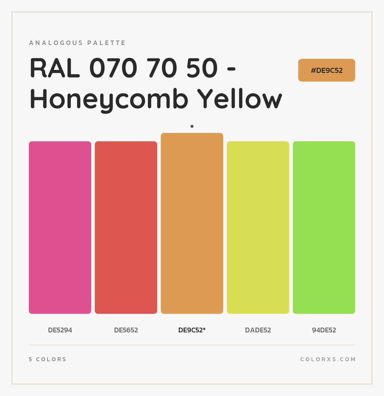 RAL 070 70 50 - Honeycomb Yellow - Analogous Color Palette