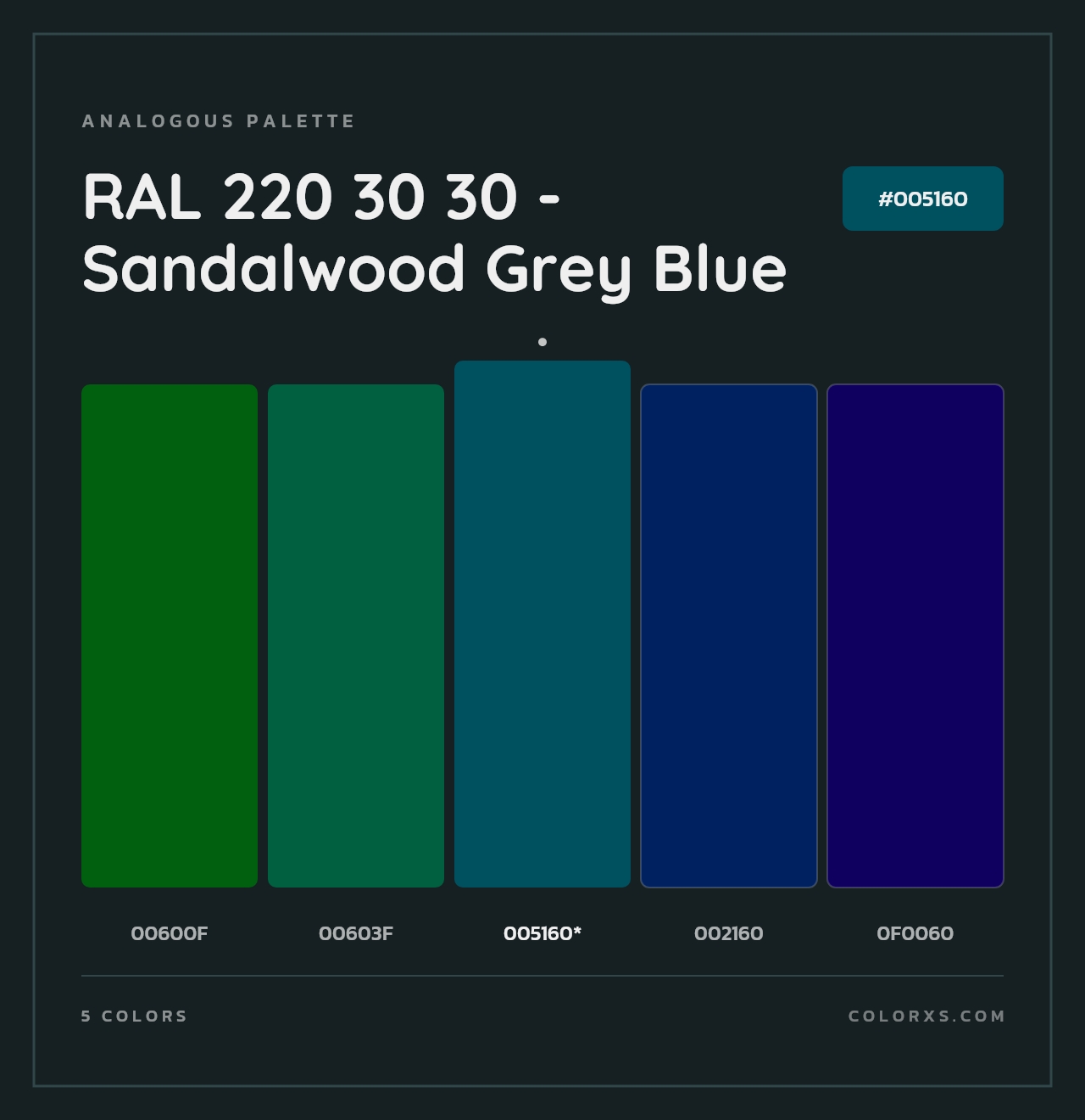 RAL 220 30 30 - Sandalwood Grey Blue - Analogous Color Palette