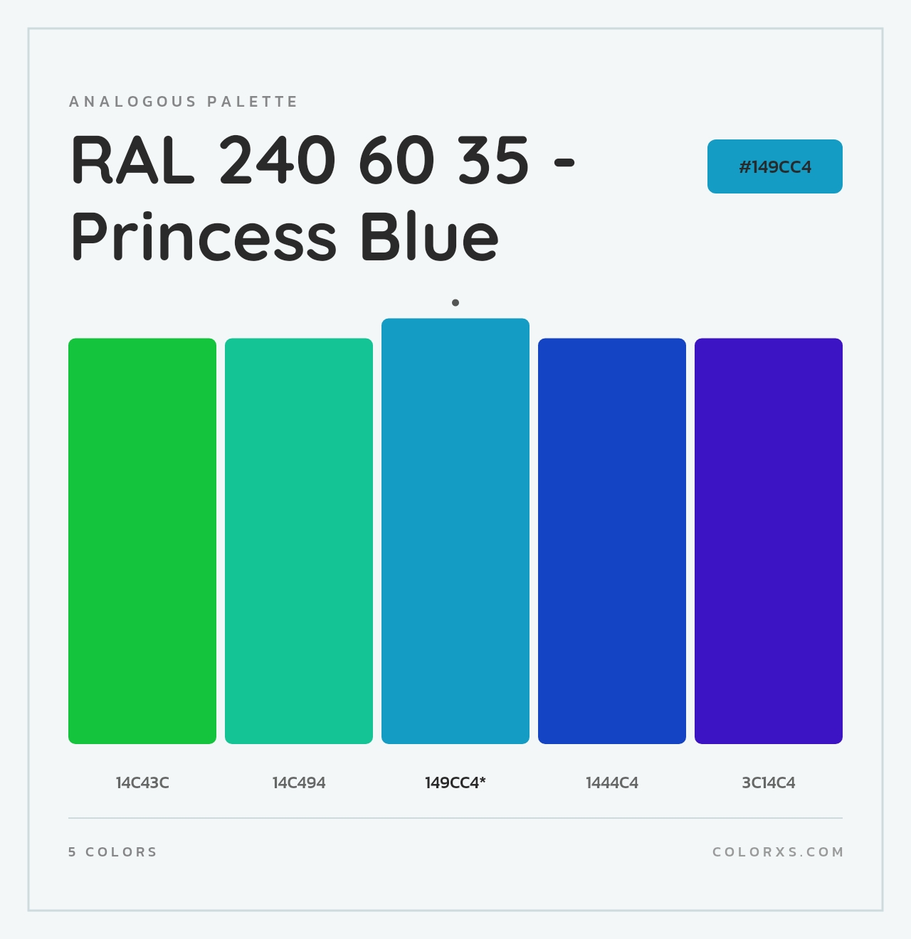 RAL 240 60 35 - Princess Blue - Analogous Color Palette