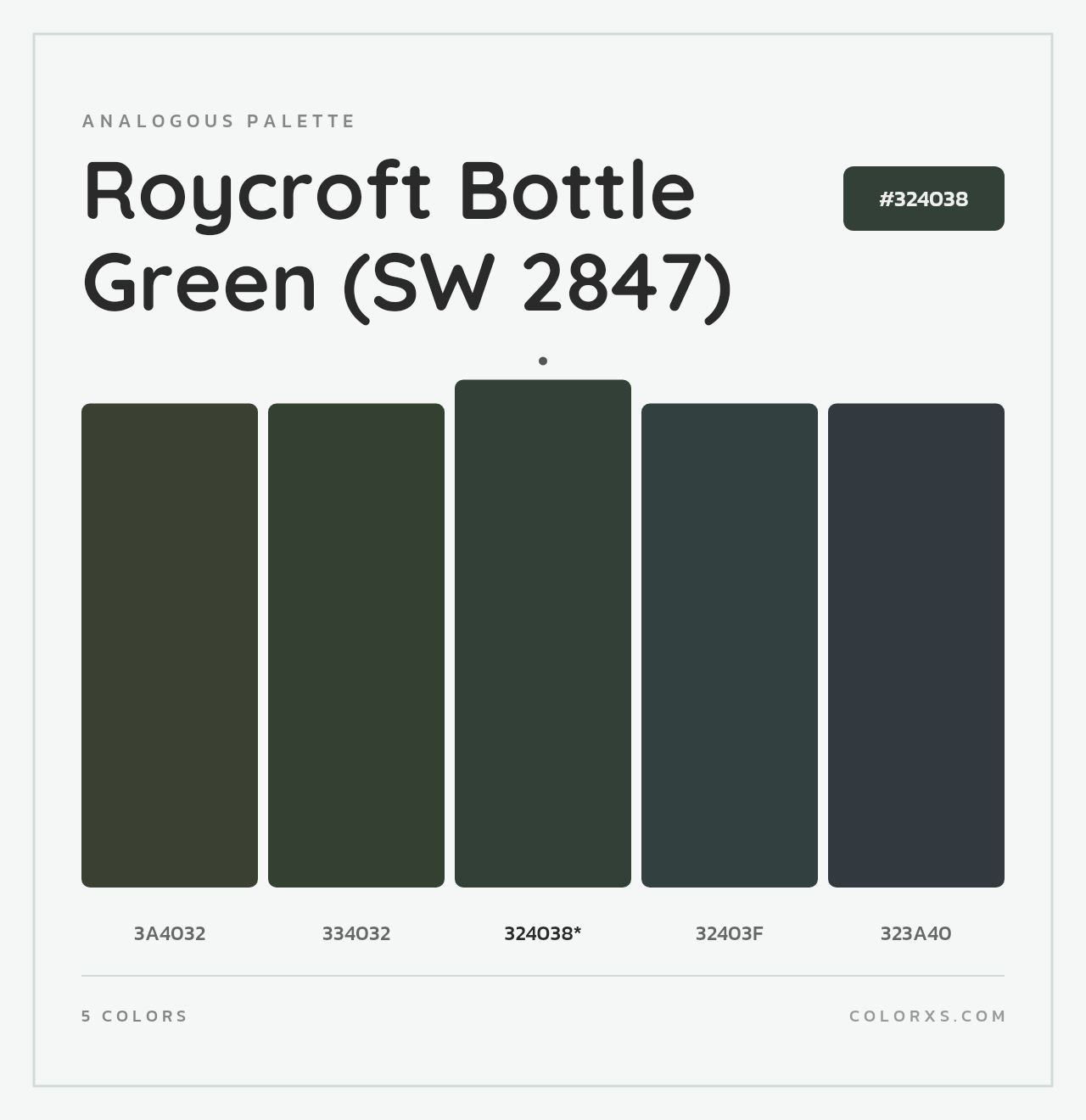 Roycroft Bottle Green (SW 2847) - Analogous Color Palette