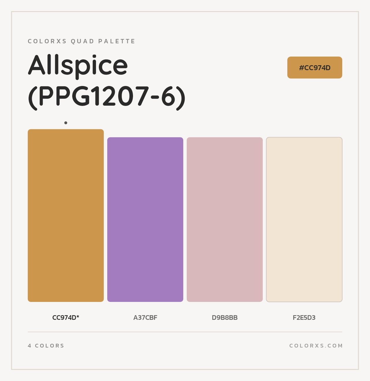 Allspice (PPG1207-6) - Colorxs Quad Palette