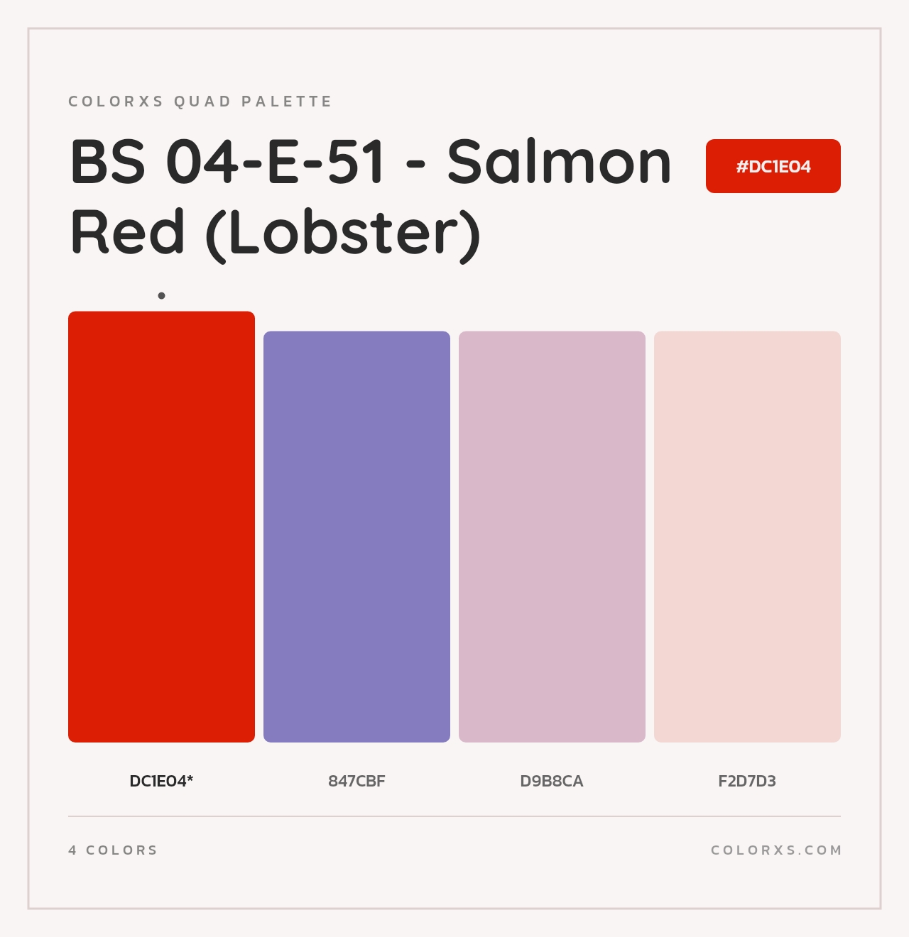BS 04-E-51 - Salmon Red (Lobster) - Colorxs Quad Palette