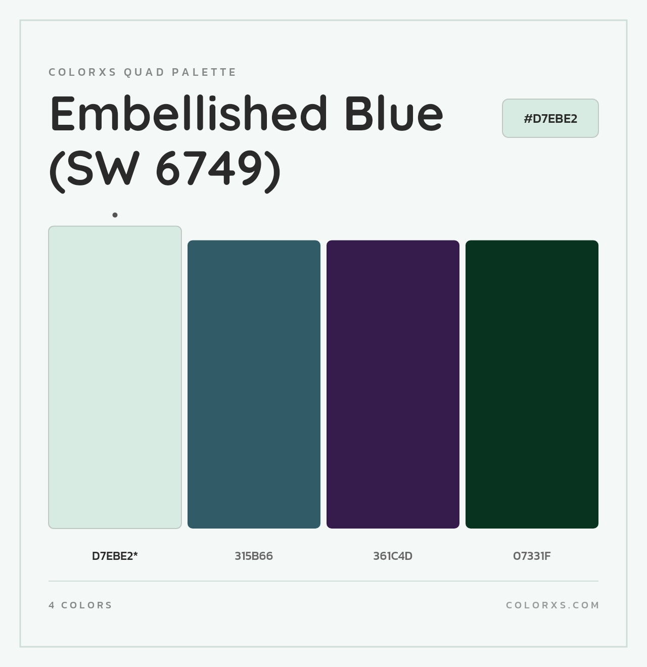 Embellished Blue (SW 6749) - Colorxs Quad Palette