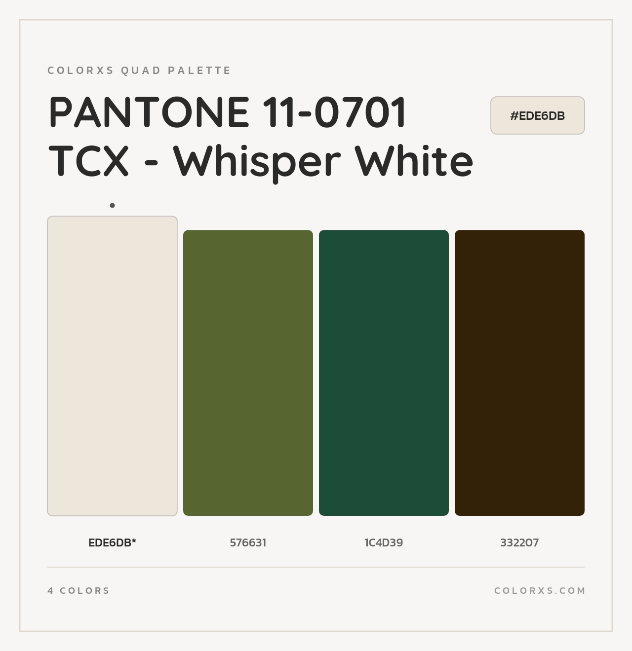 PANTONE 11-0701 TCX - Whisper White - Colorxs Quad Palette