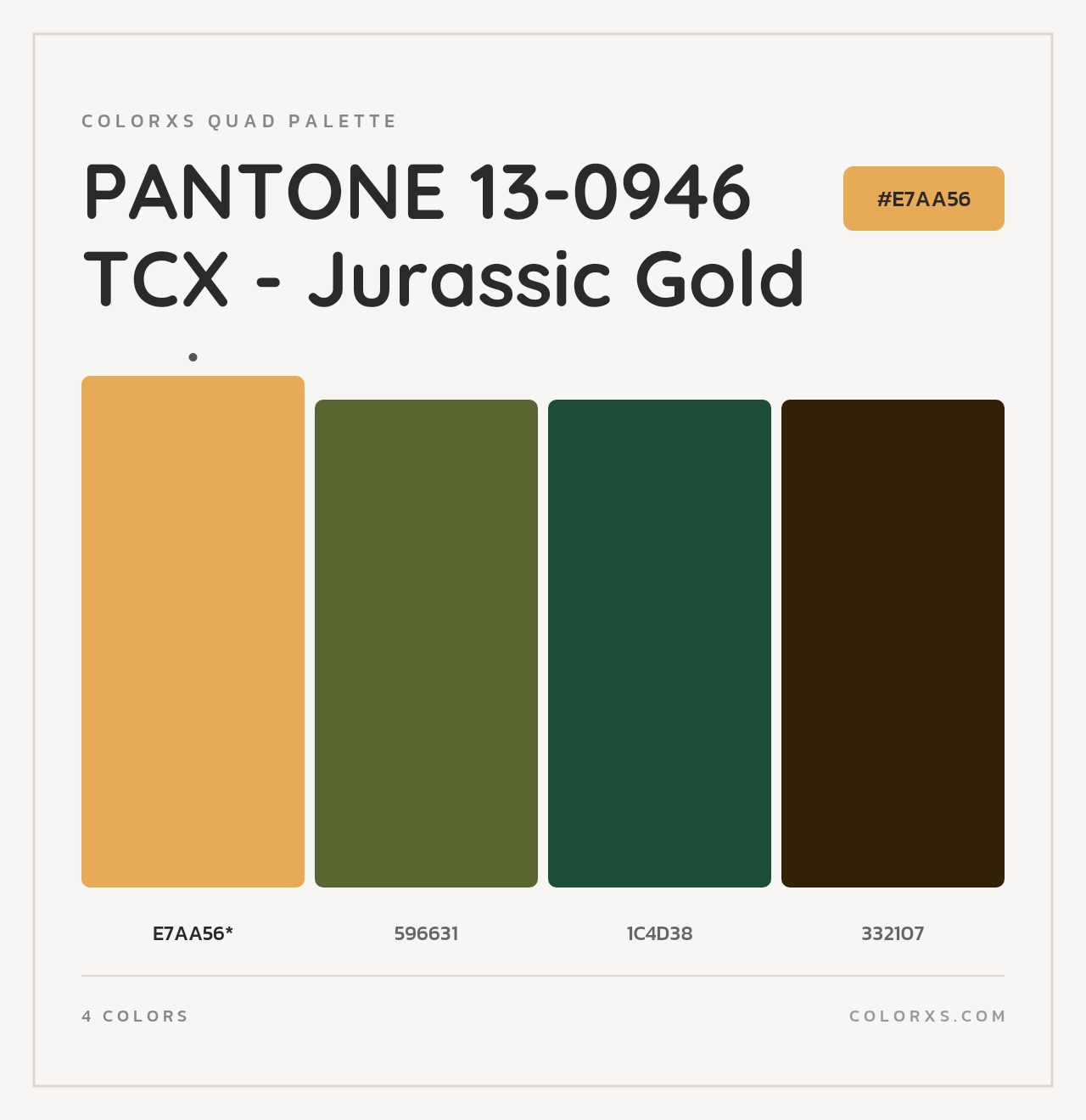 PANTONE 13-0946 TCX - Jurassic Gold - Colorxs Quad Palette