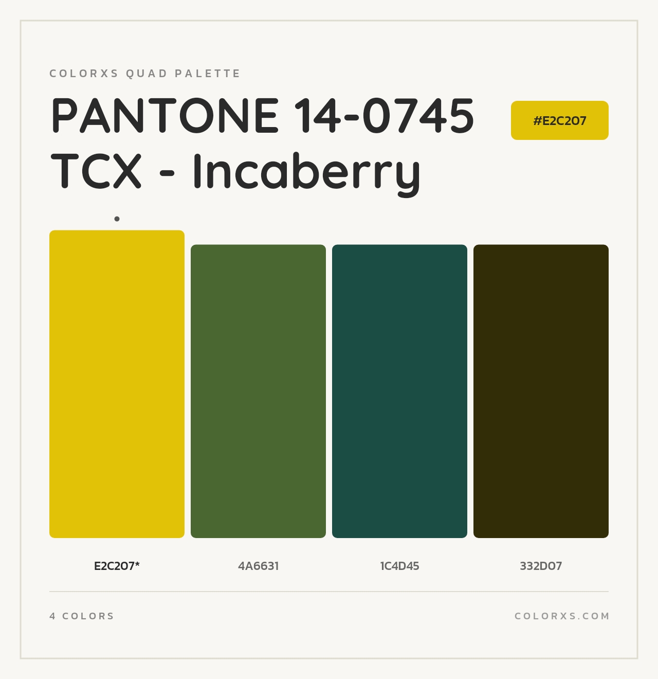 PANTONE 14-0745 TCX - Incaberry - Colorxs Quad Palette