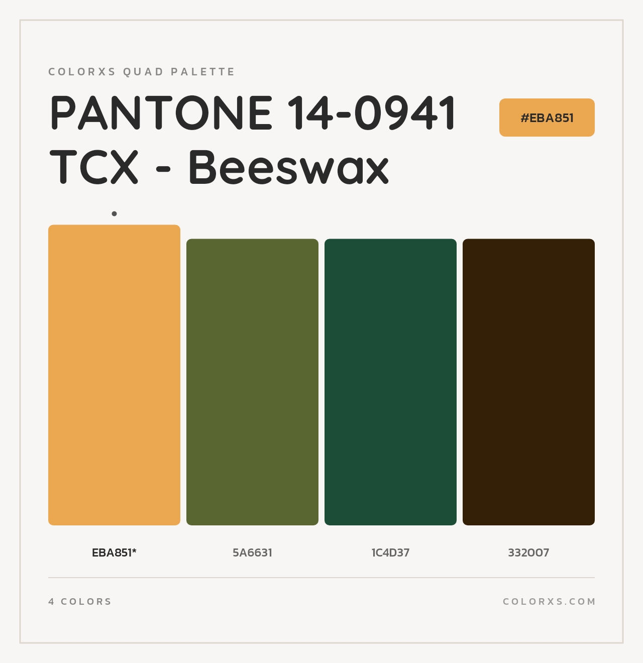 PANTONE 14-0941 TCX - Beeswax - Colorxs Quad Palette