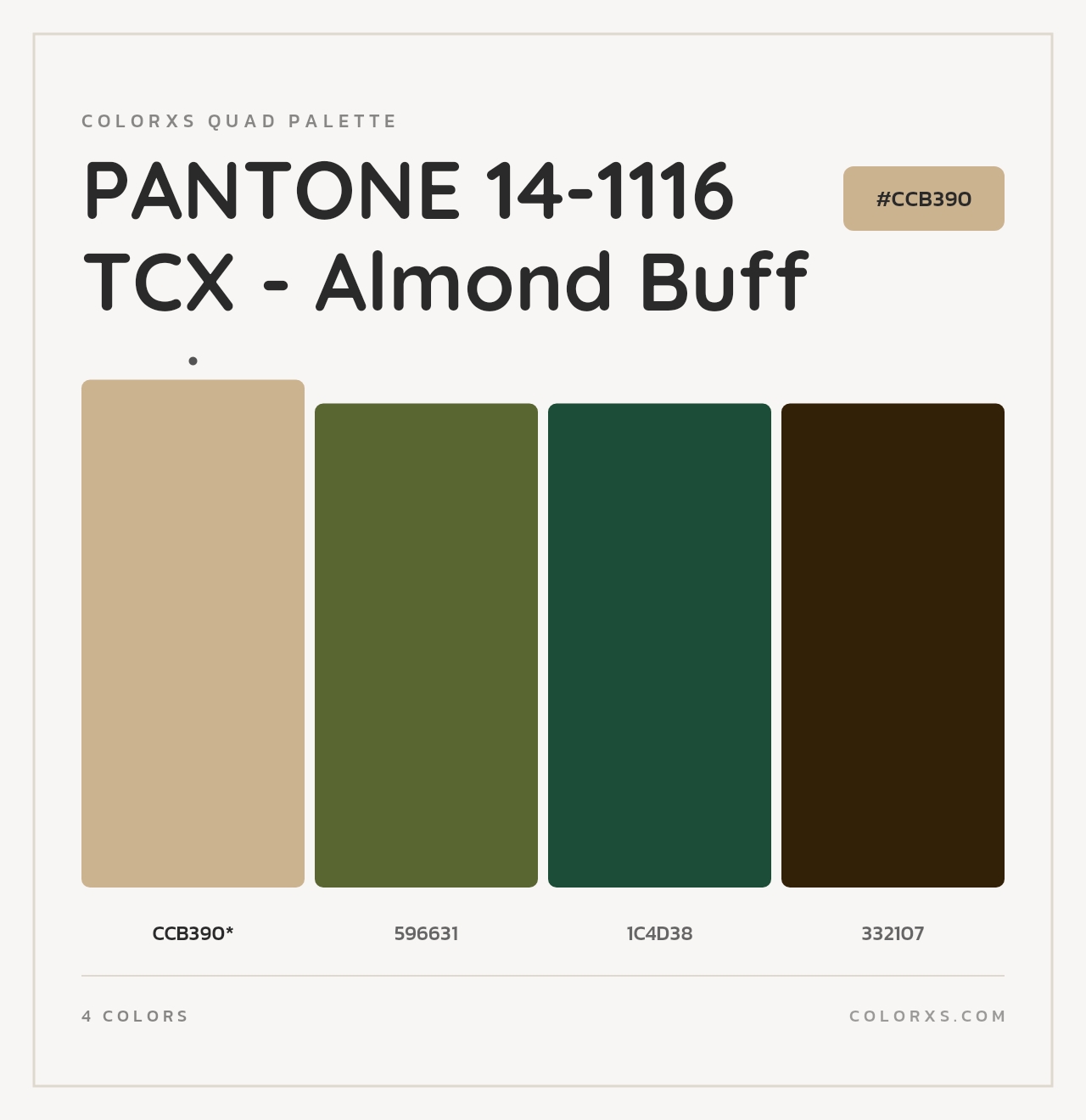 PANTONE 14-1116 TCX - Almond Buff - Colorxs Quad Palette