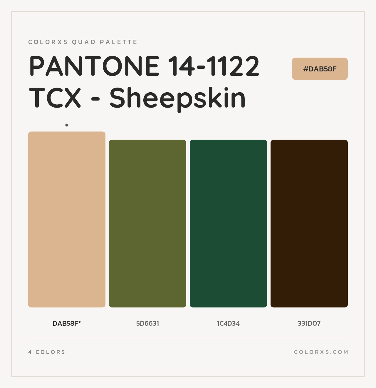 PANTONE 14-1122 TCX - Sheepskin - Colorxs Quad Palette