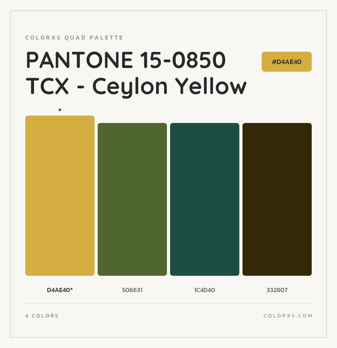 PANTONE 15-0850 TCX - Ceylon Yellow - Colorxs Quad Palette