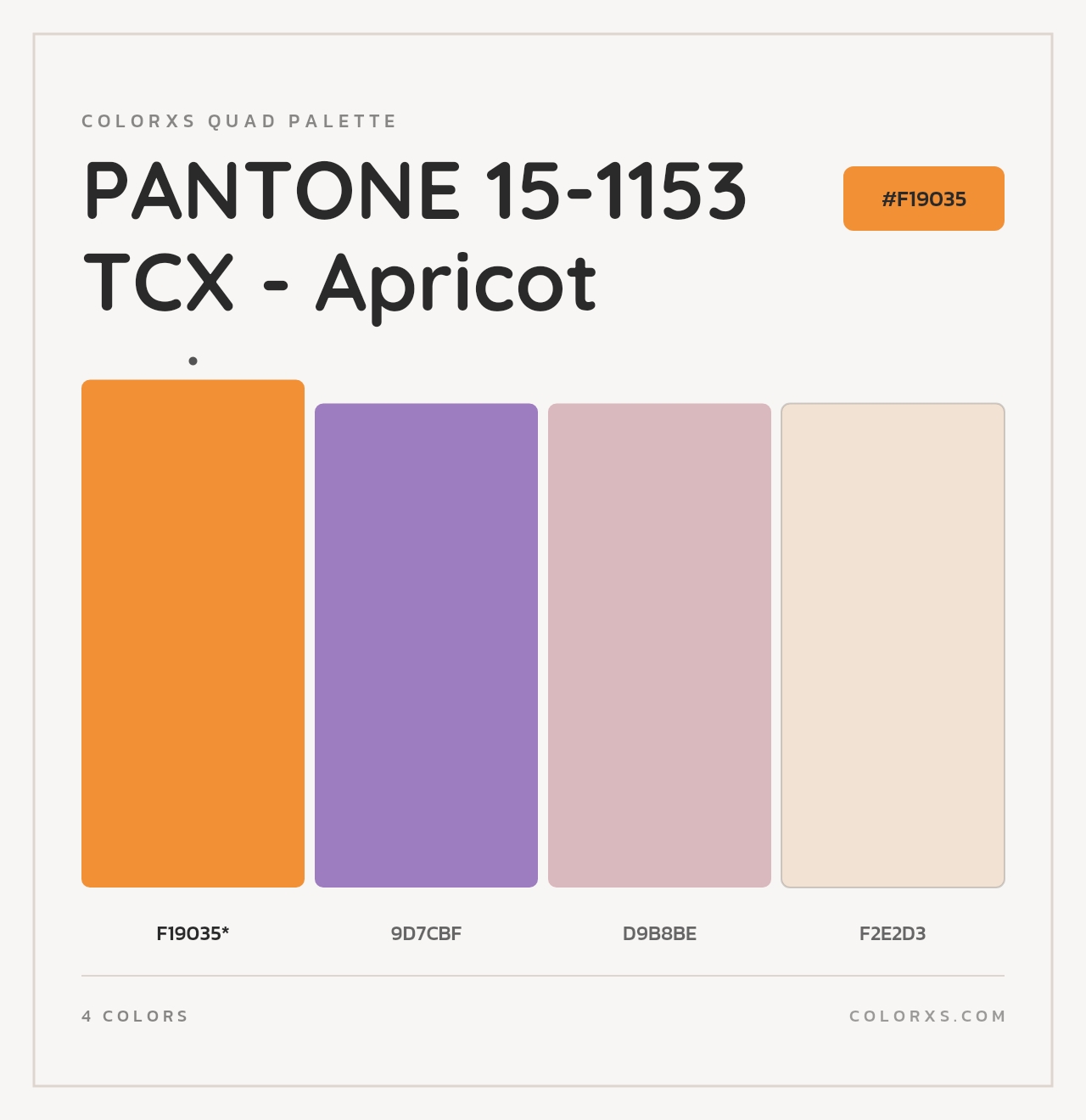 PANTONE 15-1153 TCX - Apricot - Colorxs Quad Palette