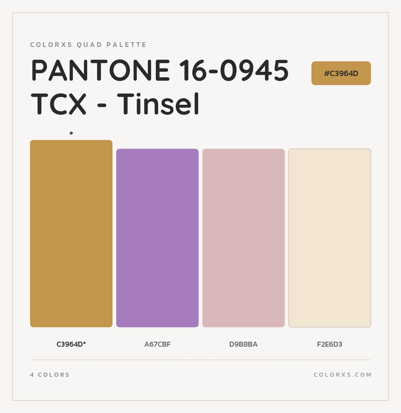 PANTONE 16-0945 TCX - Tinsel - Colorxs Quad Palette