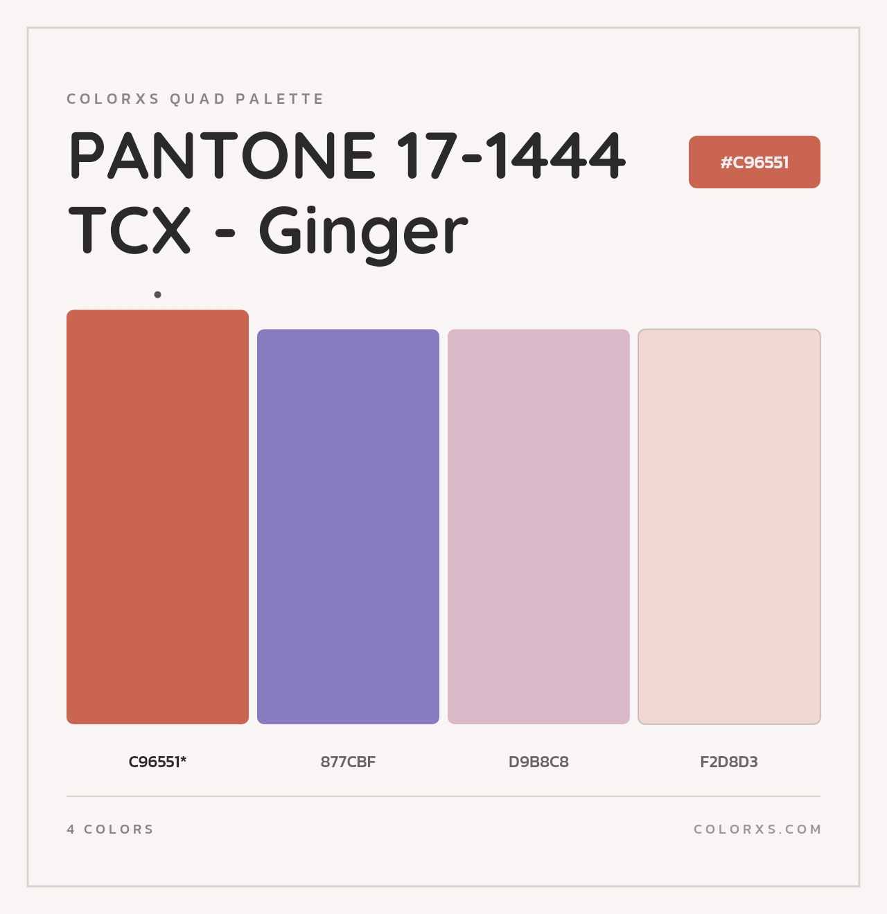 PANTONE 17-1444 TCX - Ginger - Colorxs Quad Palette