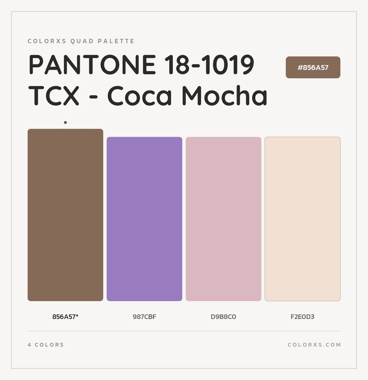 PANTONE 18-1019 TCX - Coca Mocha - Colorxs Quad Palette