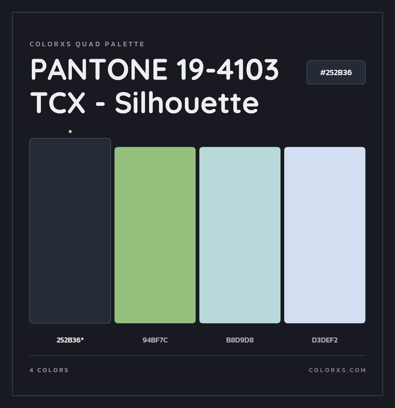 PANTONE 19-4103 TCX - Silhouette - Colorxs Quad Palette