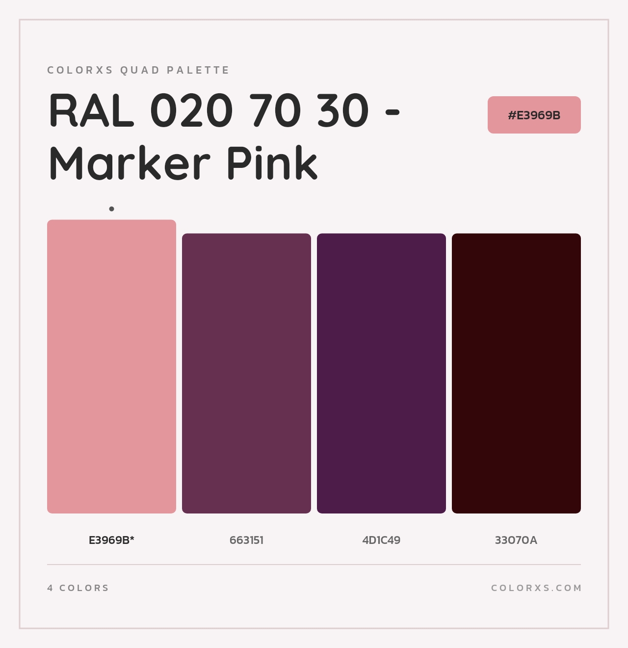 RAL 020 70 30 - Marker Pink - Colorxs Quad Palette