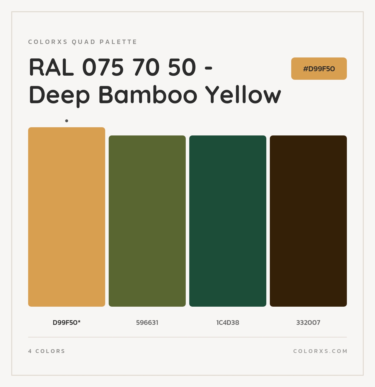 RAL 075 70 50 - Deep Bamboo Yellow - Colorxs Quad Palette