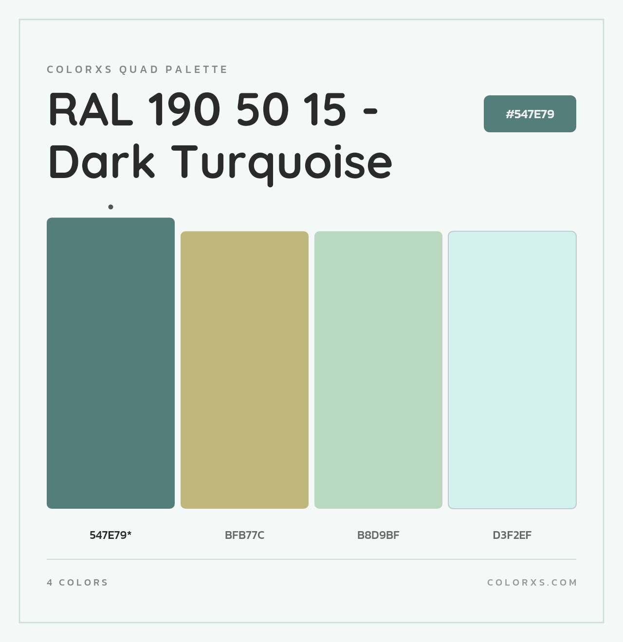 RAL 190 50 15 - Dark Turquoise - Colorxs Quad Palette