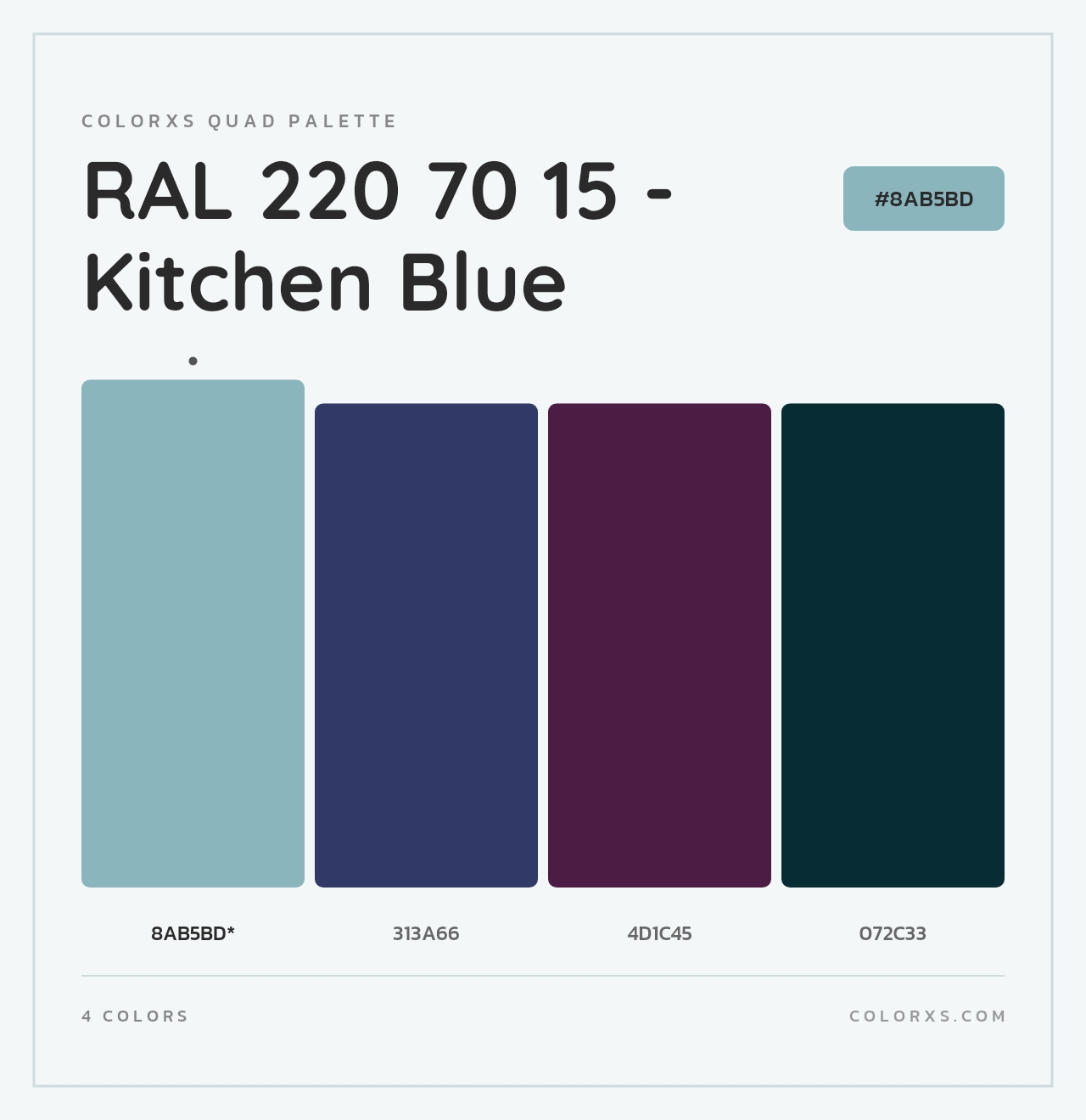 RAL 220 70 15 - Kitchen Blue - Colorxs Quad Palette