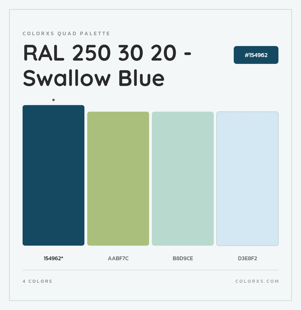 RAL 250 30 20 - Swallow Blue - Colorxs Quad Palette