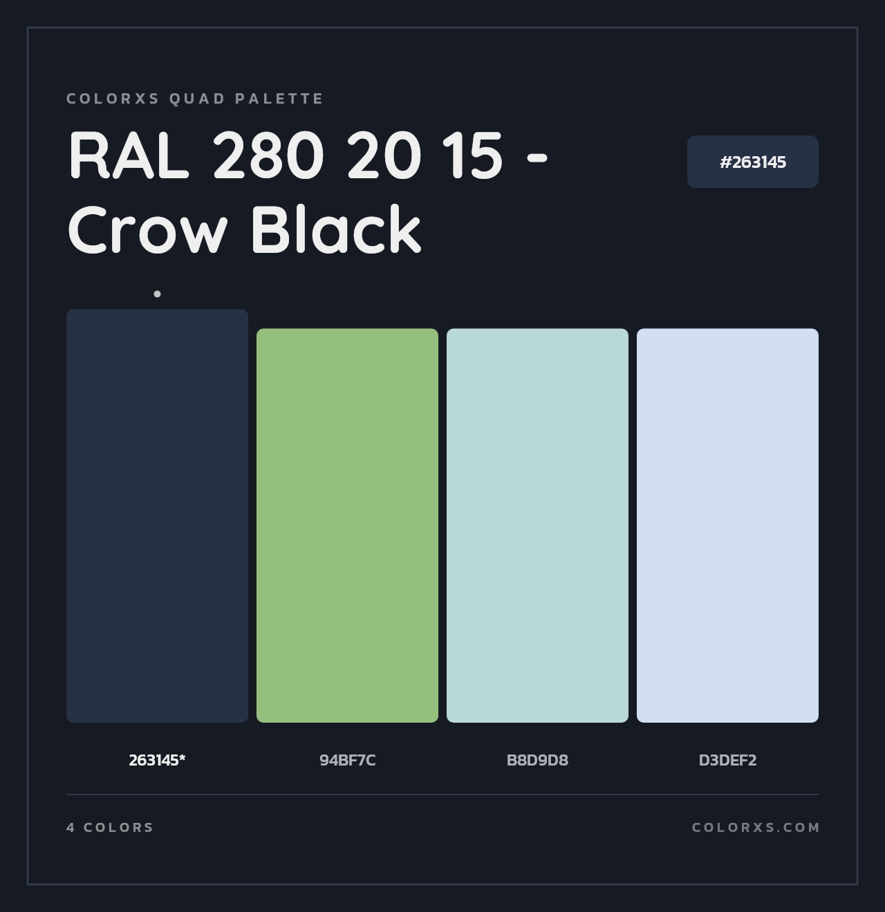 RAL 280 20 15 - Crow Black - Colorxs Quad Palette
