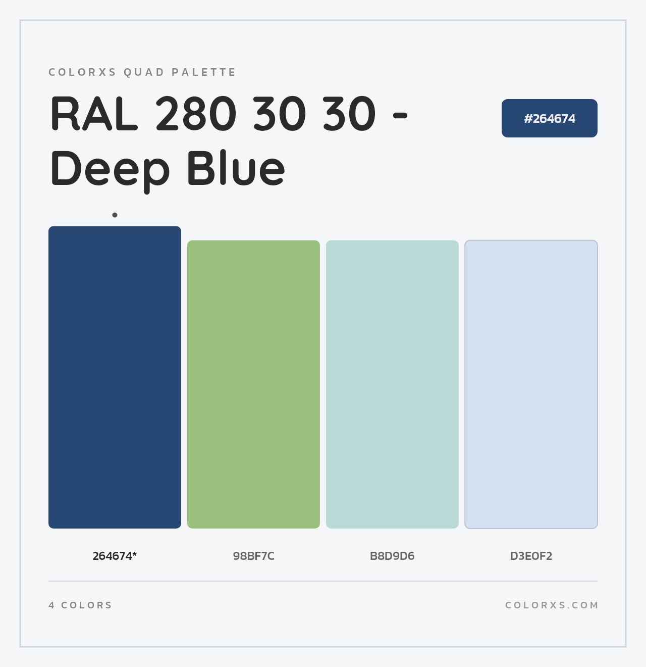 RAL 280 30 30 - Deep Blue - Colorxs Quad Palette