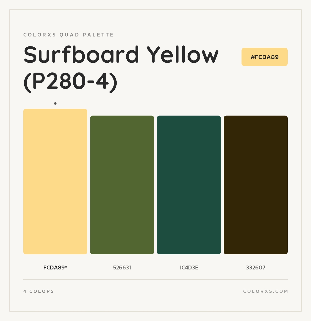 Surfboard Yellow (P280-4) - Colorxs Quad Palette