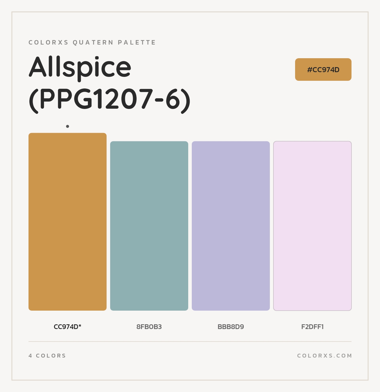 Allspice (PPG1207-6) - Colorxs Quad Palette