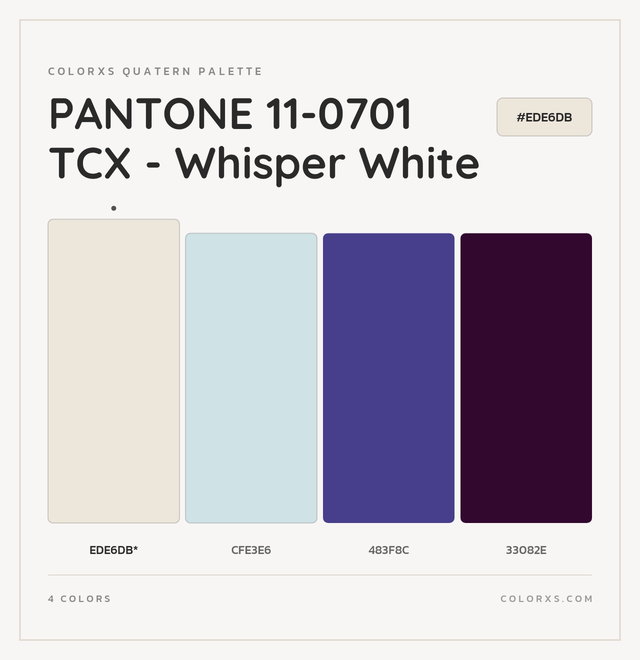 PANTONE 11-0701 TCX - Whisper White - Colorxs Quad Palette