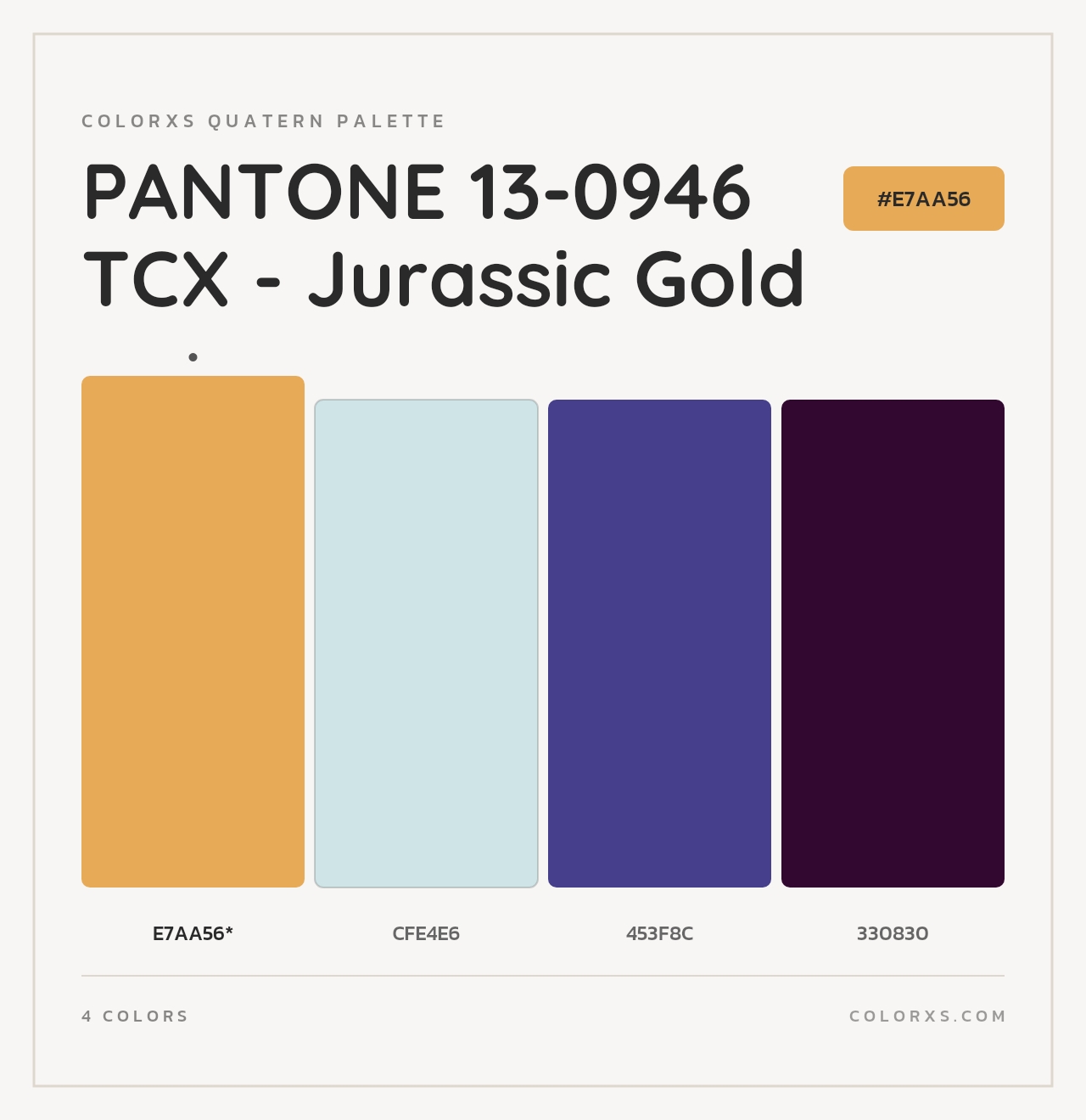 PANTONE 13-0946 TCX - Jurassic Gold - Colorxs Quad Palette
