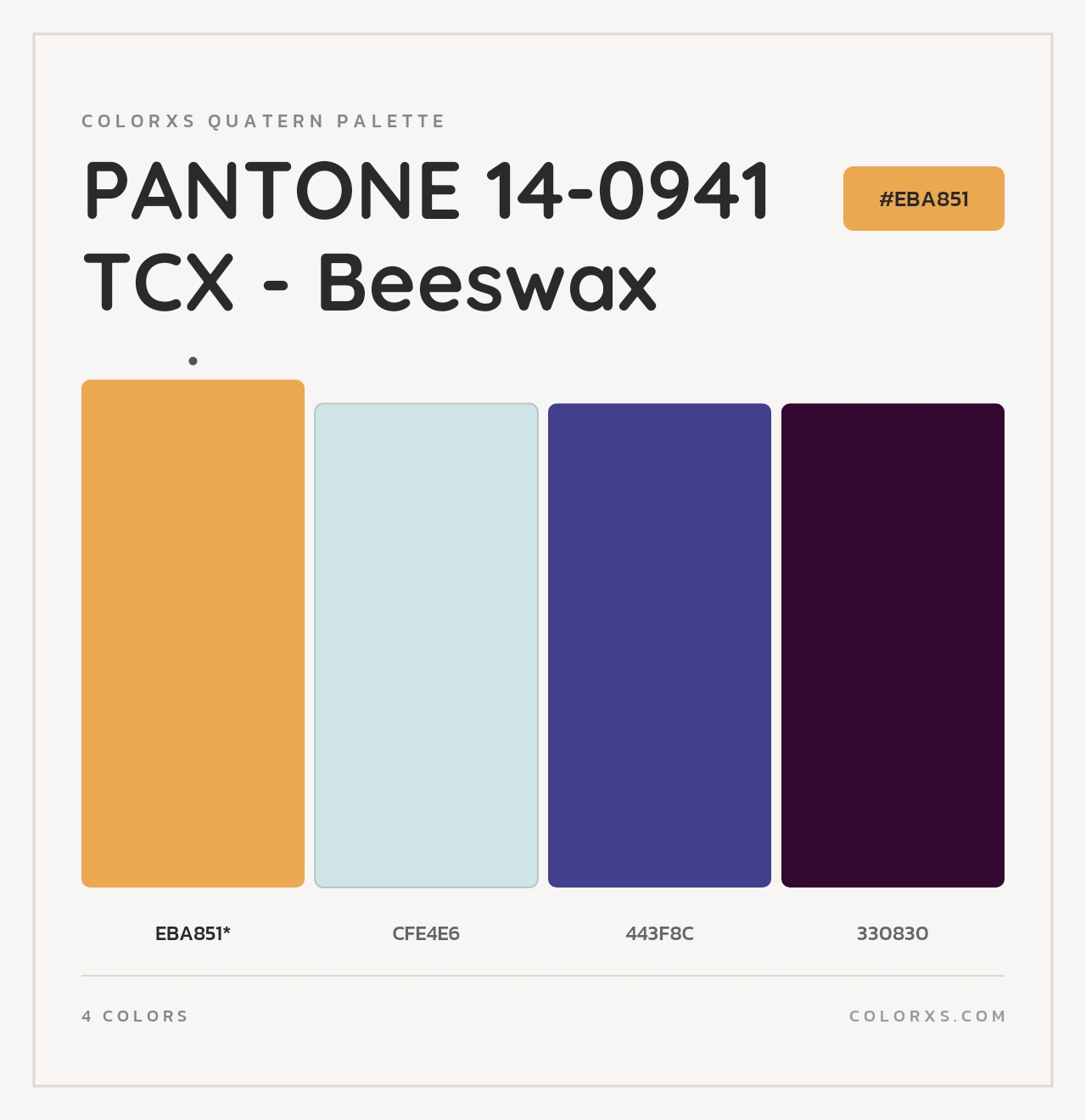 PANTONE 14-0941 TCX - Beeswax - Colorxs Quad Palette