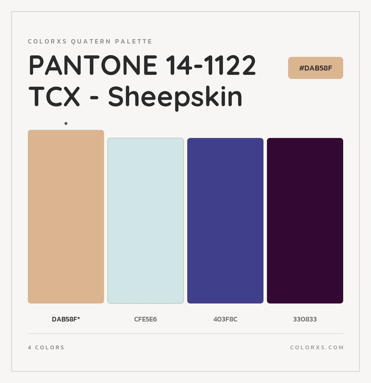 PANTONE 14-1122 TCX - Sheepskin - Colorxs Quad Palette