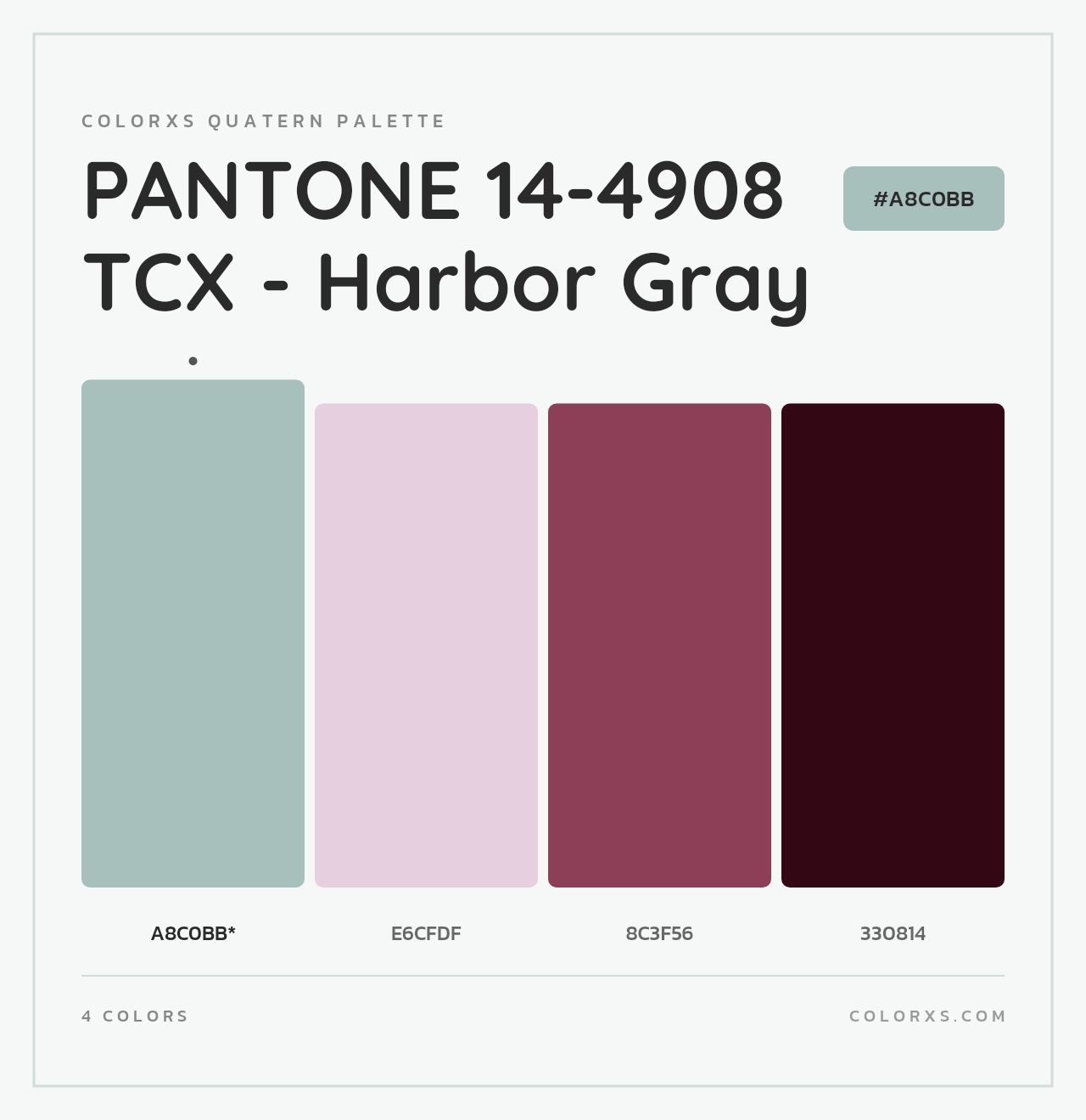 PANTONE 14-4908 TCX - Harbor Gray - Colorxs Quad Palette
