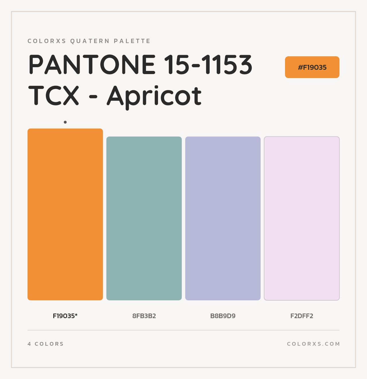 PANTONE 15-1153 TCX - Apricot - Colorxs Quad Palette
