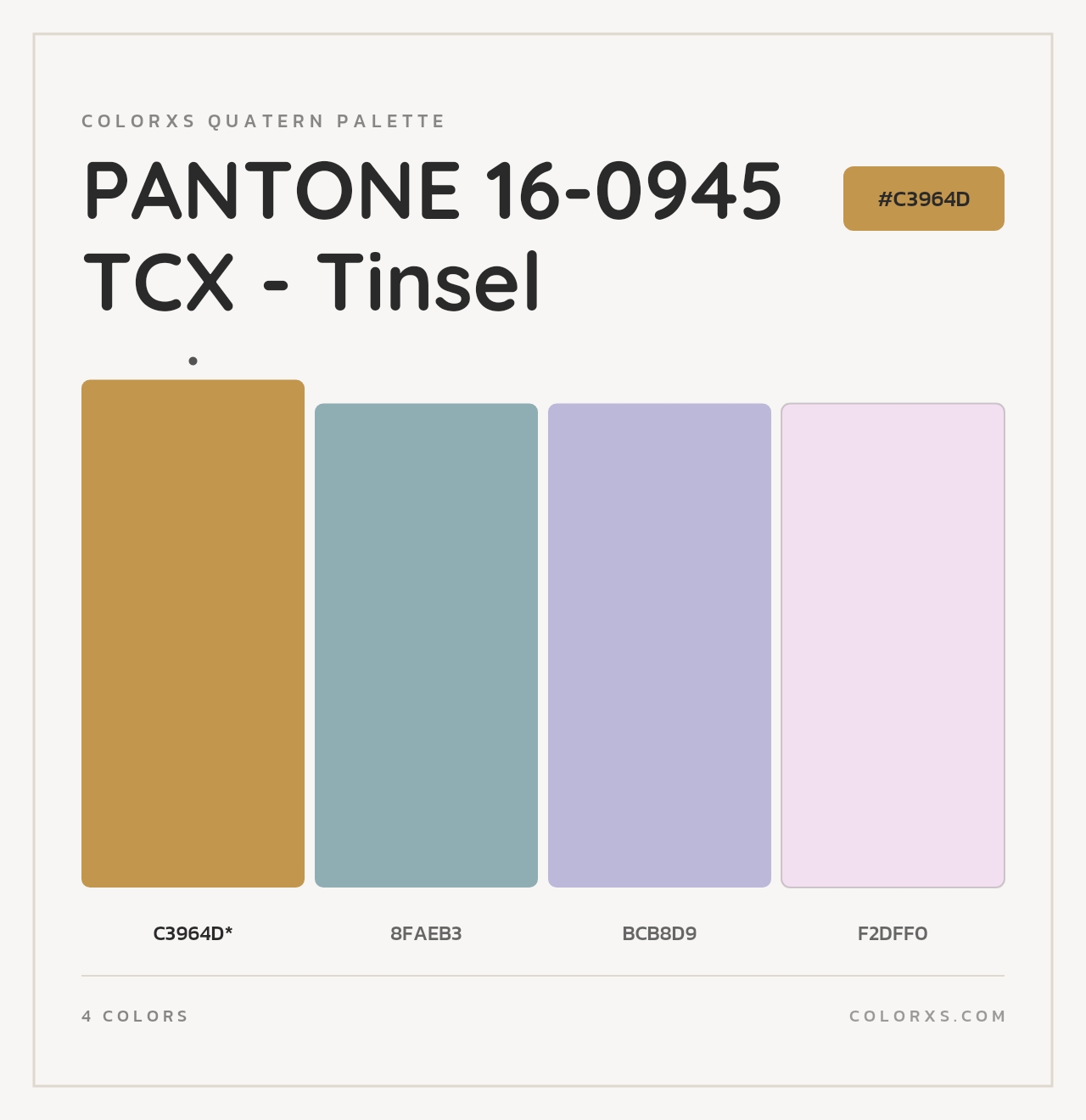 PANTONE 16-0945 TCX - Tinsel - Colorxs Quad Palette