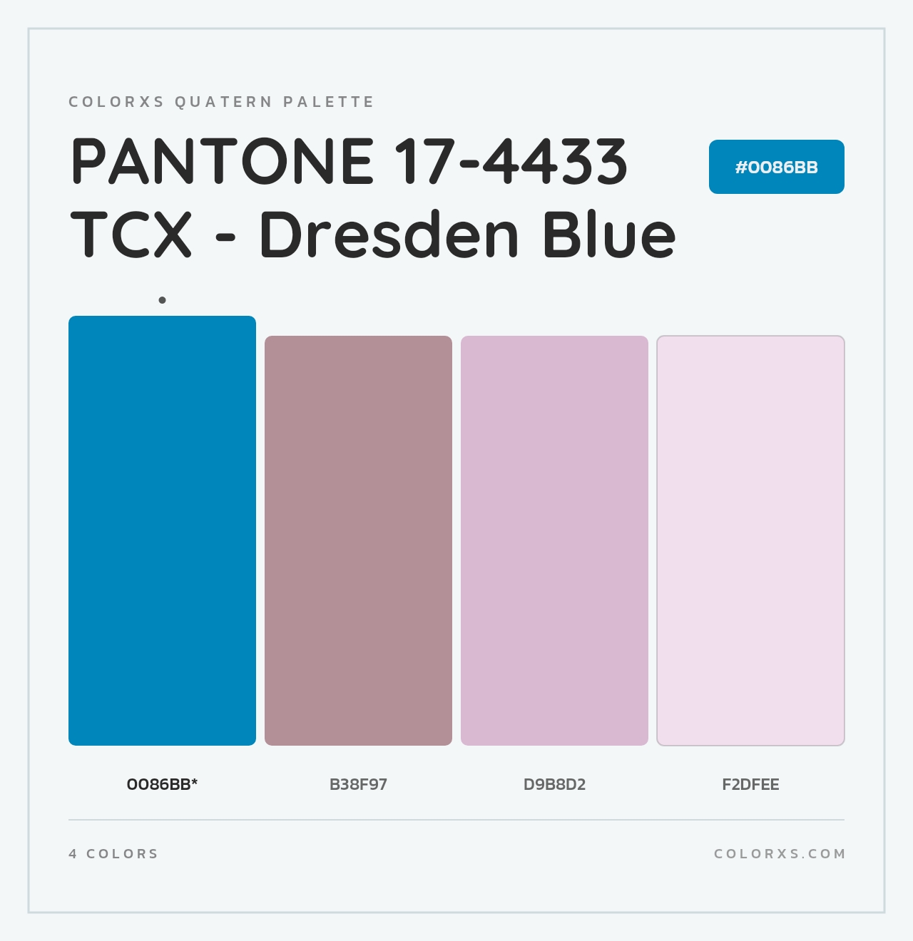 PANTONE 17-4433 TCX - Dresden Blue - Colorxs Quad Palette