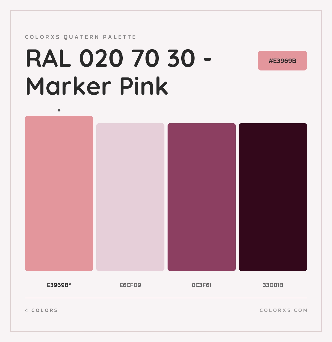 RAL 020 70 30 - Marker Pink - Colorxs Quad Palette