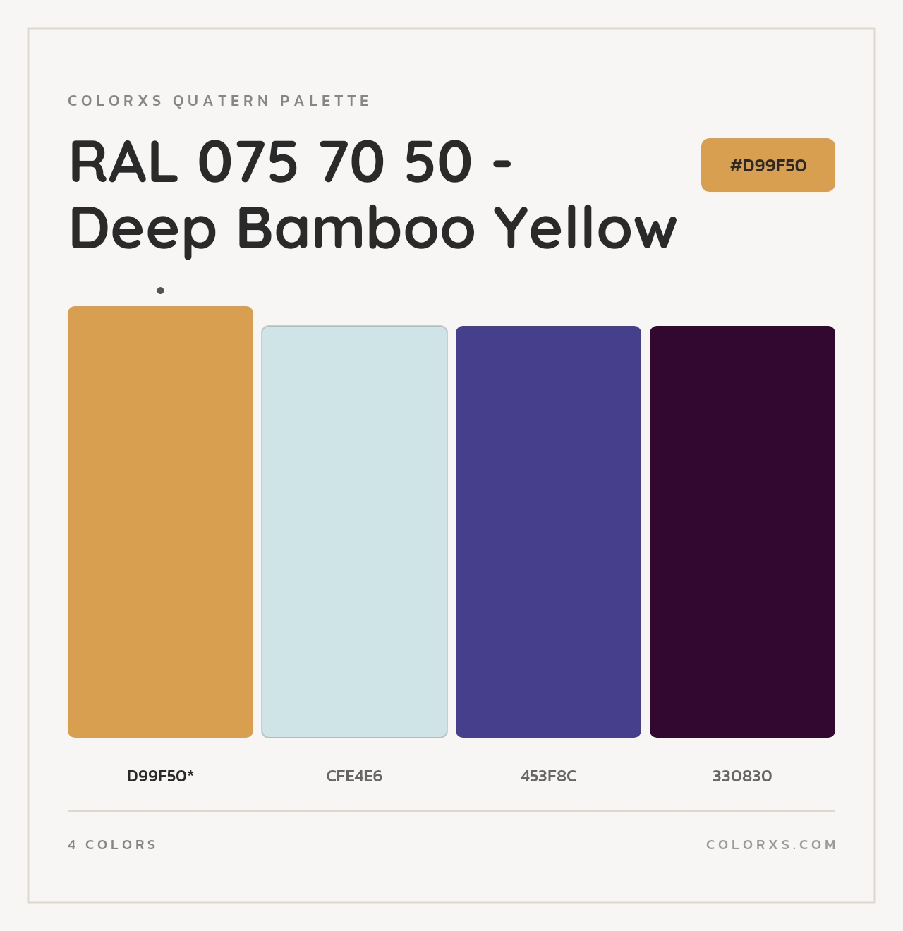 RAL 075 70 50 - Deep Bamboo Yellow - Colorxs Quad Palette