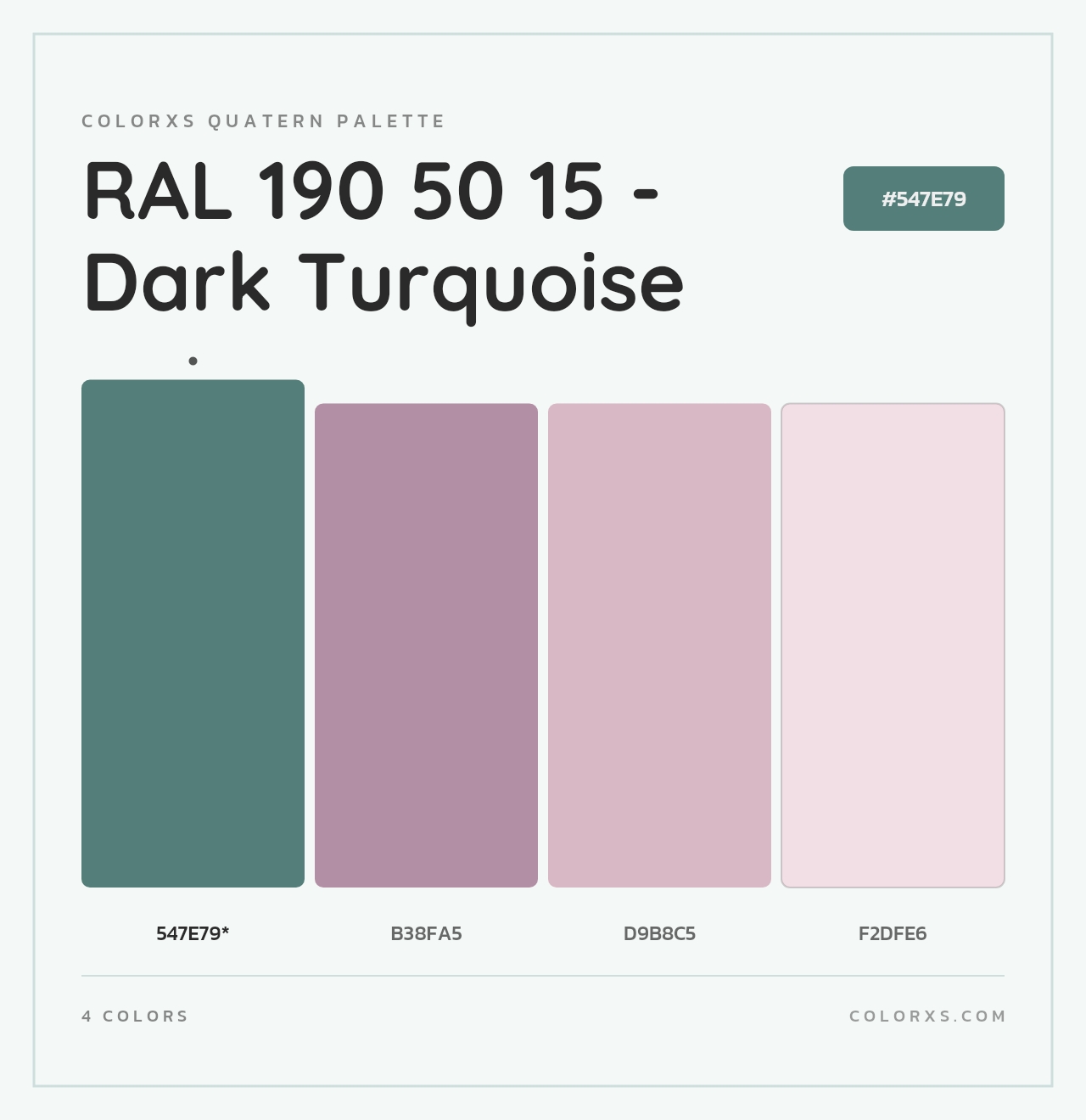 RAL 190 50 15 - Dark Turquoise - Colorxs Quad Palette