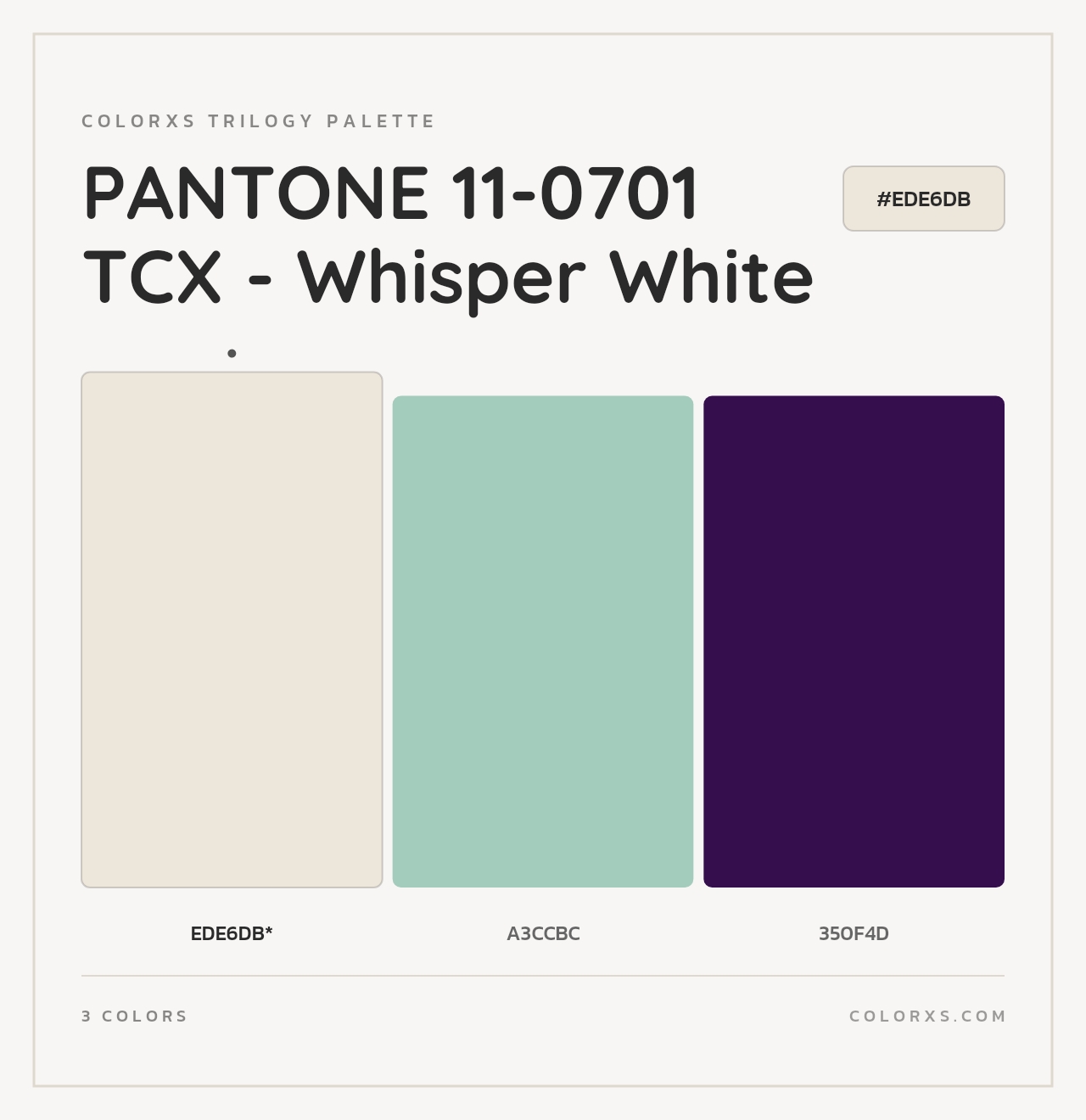 PANTONE 11-0701 TCX - Whisper White - Colorxs Trilogy Palette