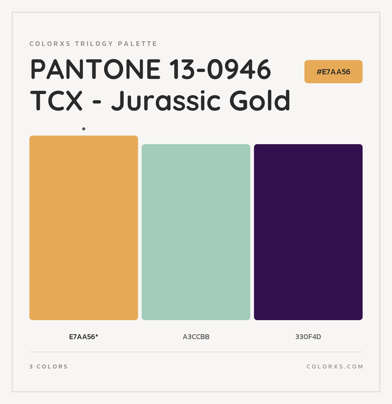 PANTONE 13-0946 TCX - Jurassic Gold - Colorxs Trilogy Palette