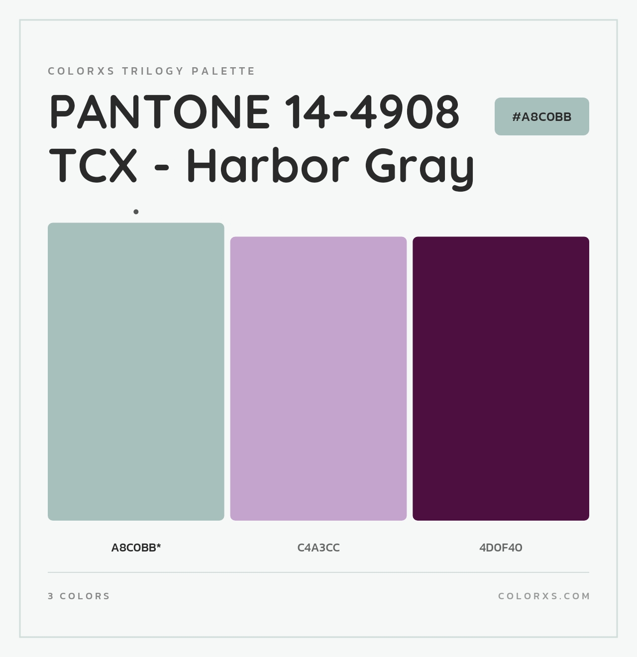 PANTONE 14-4908 TCX - Harbor Gray - Colorxs Trilogy Palette